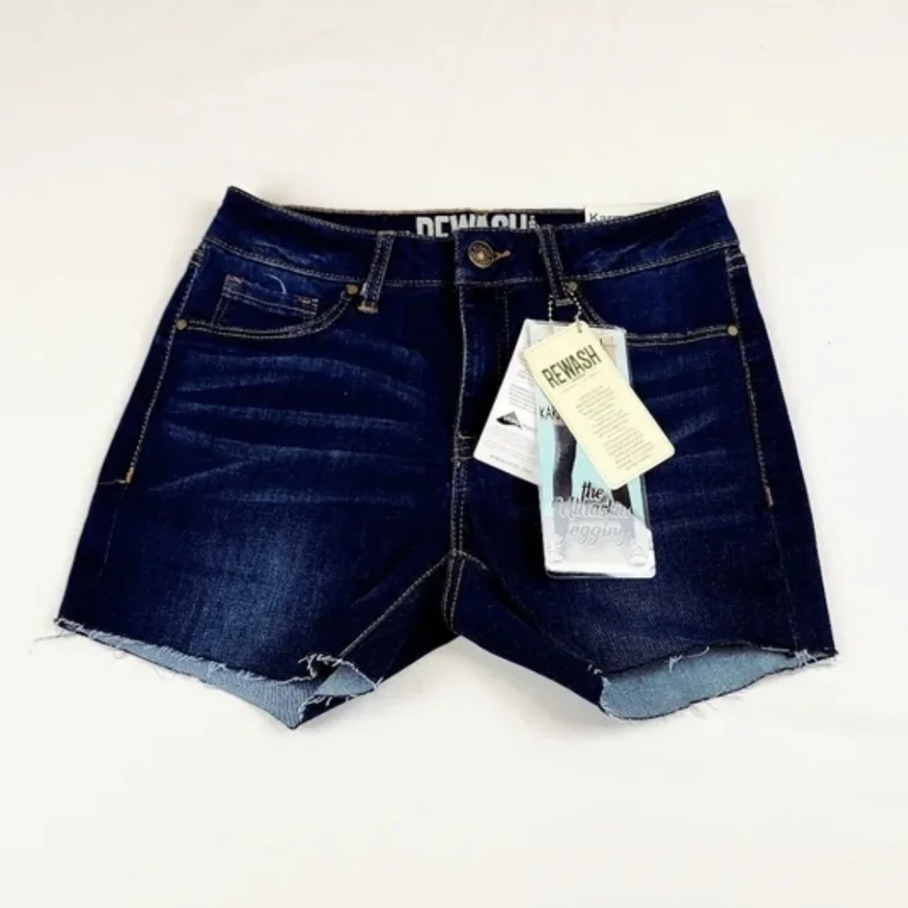 Rewash blue karma classic rise raw hem jeans shorts